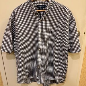Used Ralph Lauren Men’s XXL S/S Blake 100% cotton black checkered shirt.